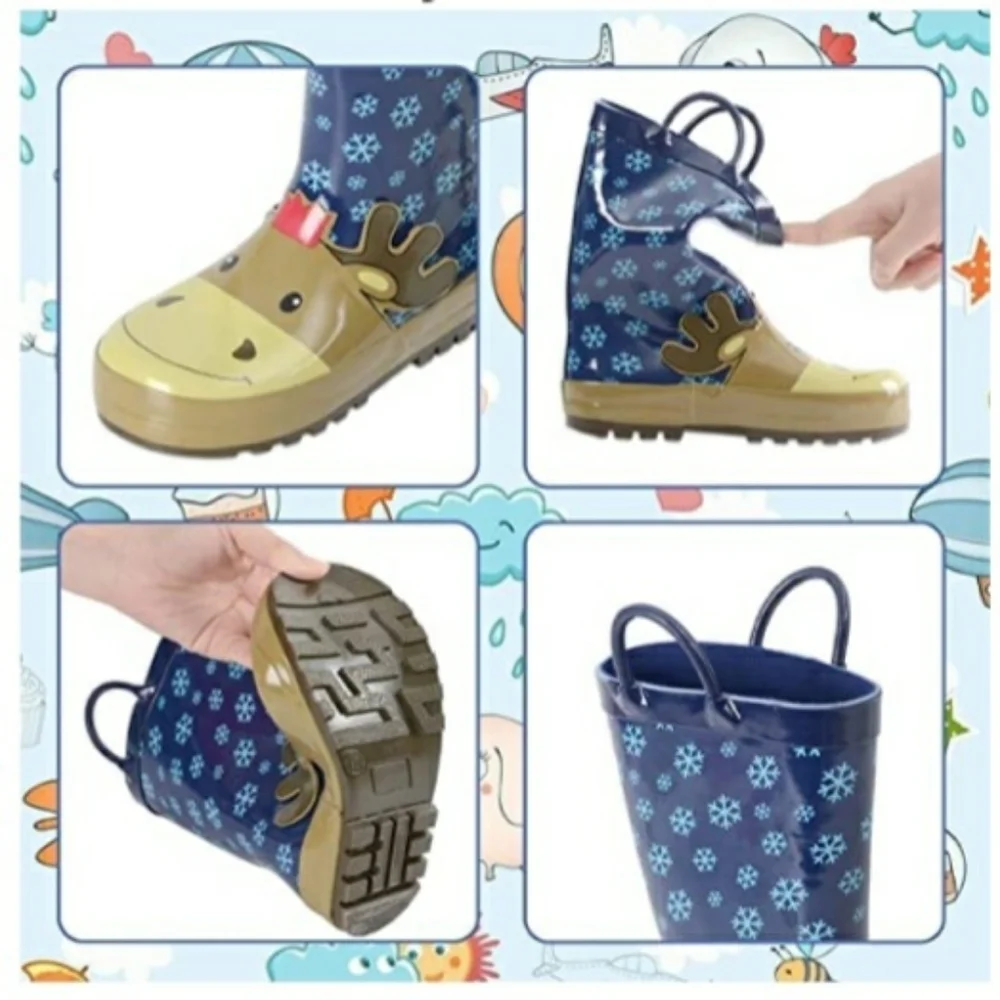 BY Kushyshoo | Toddler Boys Navy Deer Rain Boots. Size 12